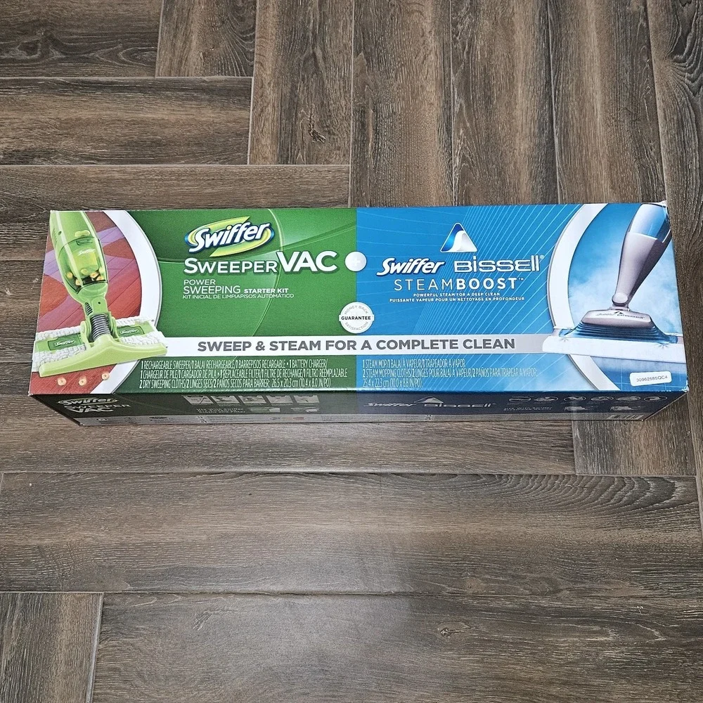 Swiffer Sweeper VAC + Bissell Steamboost Combo Starter Kit BRAND NEW Sealed RARE